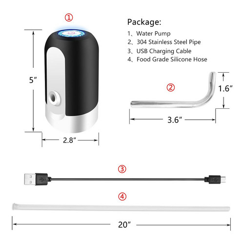ديسبنسر USB لضخ وتوزيع المياه الكهربائي بسعة 5 جالون