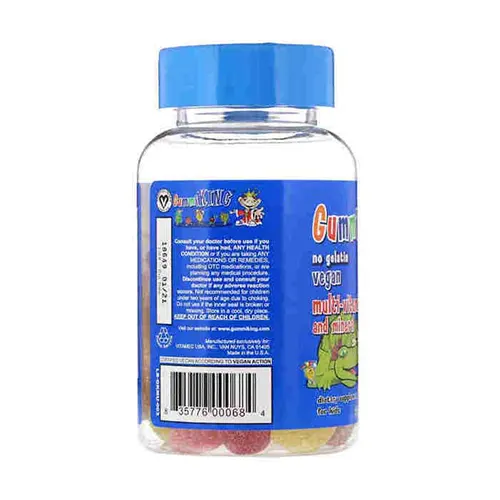 GummiKing, Multi Vitamin + Mineral for Kids,
 Strawberry, Orange, Lemon, Grape, Cherry and Grapefruit, 60 Gummies