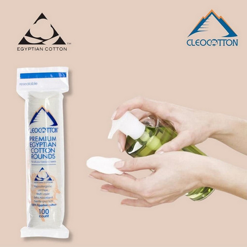 Cleocotton شرائط دائرية متعدد الاستخدام من القطن الفاخر 100% قطن مصري 100 قطعة	