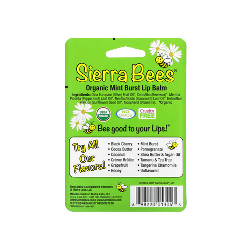 بلسم الشفاه العضوي بالنعناع 4 قطع من Sierra Bees بحجم 4.25 جرام لكل قطعة
