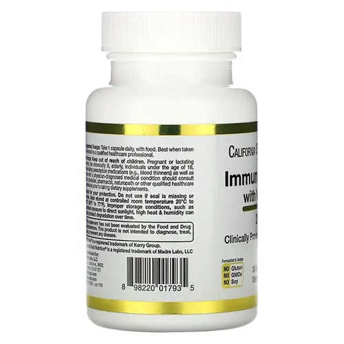 California Gold Nutrition, Immune Defense with Wellmune,
Beta Glucan, 250 mg , 30 Veggie Capsules