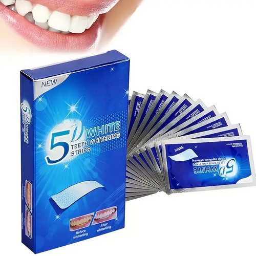 شرائط تبييض وتنظيف الاسنان 5D White الاحترافية لأسنان ناصعة البياض 7 اكياس بعدد 14 قطعة