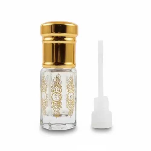 زجاجة 1/4 توله فارغه قابله لاعاده التعبئه شفافه بغطاء ذهبى مِروَدْ بلاستيك