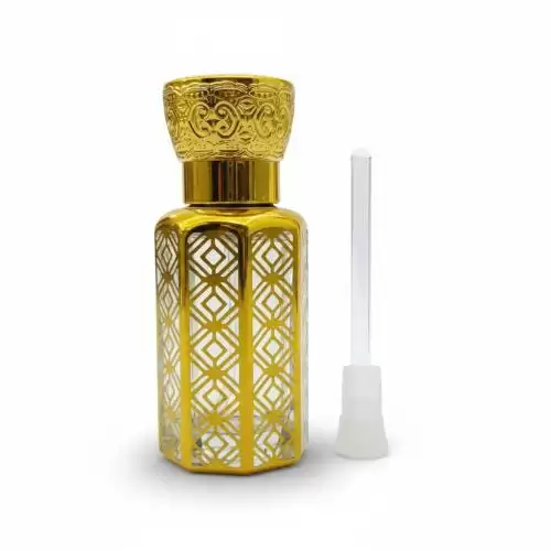 زجاجة 1 توله فارغه قابله لاعاده التعبئه لون ذهبى بغطاء ذهبى مِروَدْ زجاج