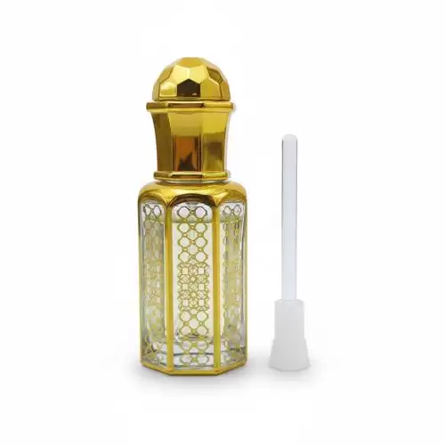 زجاجة 1 توله فارغه قابله لاعاده التعبئه شفافه بشكل ذهبى بغطاء ذهبى مِروَدْ زجاج