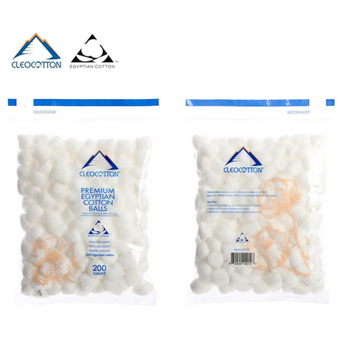 Cleocotton كرات قطن دائرية متعدد الاستخدام من القطن الفاخر 100% قطن مصري 200 قطعة