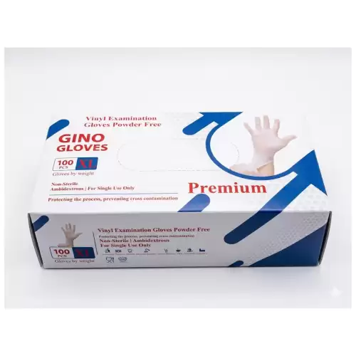 قفازات فحص طبية من النيتريل بدون بودرة للاستخدام الواحد – لون ابيض شفاف – عبوة 100 قطعة – مقاس XL