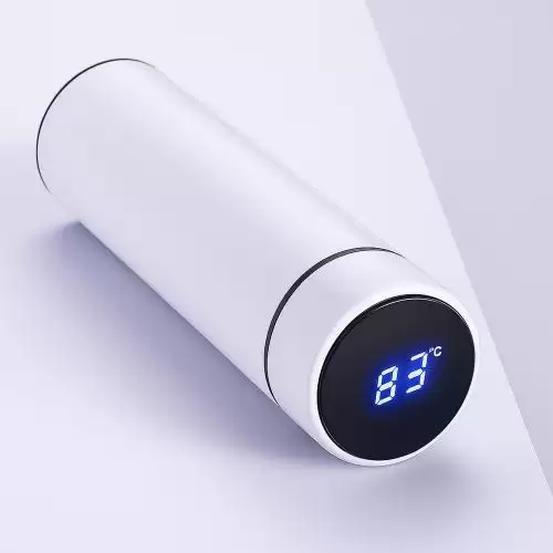 كوب حراري ذكي باضاءة LED سعة 500 مل للشاي والقهوة والحليب للاطفال مع تحكم في درجة الحرارة مصنوع من الستانلس ستيل