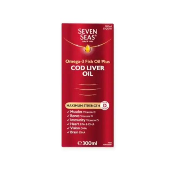 SEVEN SEAS Omega-3 Fish Oil Plus COD LIVER OIL 300 ml شراب زيت كبد سمك القد