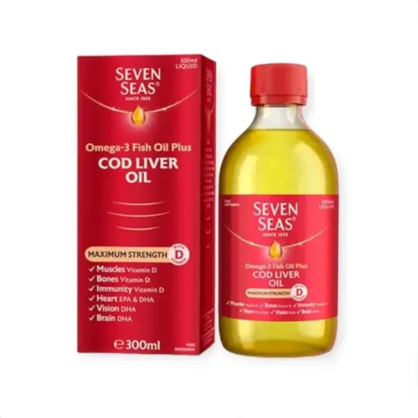 SEVEN SEAS Omega-3 Fish Oil Plus COD LIVER OIL 300 ml شراب زيت كبد سمك القد