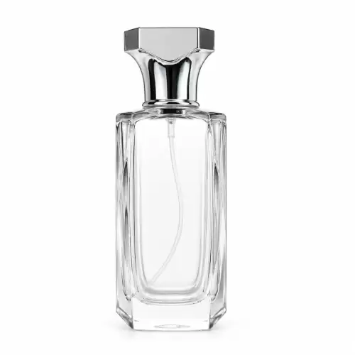 زجاجة عطر زجاجية دايموند فارغة بتصميم مستطيل فاخر قابلة لإعادة التعبئة (فك وتركيب) 50 مل