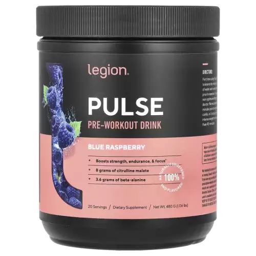 ليجيون أثليتيكس‏, Pulse ، شراب ما قبل التمرين ، توت العليق الأزرق ، 1.06 رطل (480 جم)

