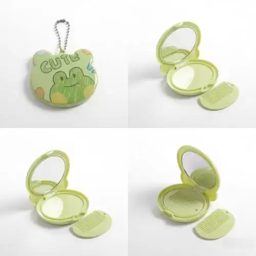 مرآة جيب صغيرة قابلة للطي مع مشط مدمج.