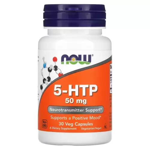 5-HTP ناو فودز‏  5-هيدروكسيتريبتوفان، 50 ملجم، 30 كبسولة نباتية 