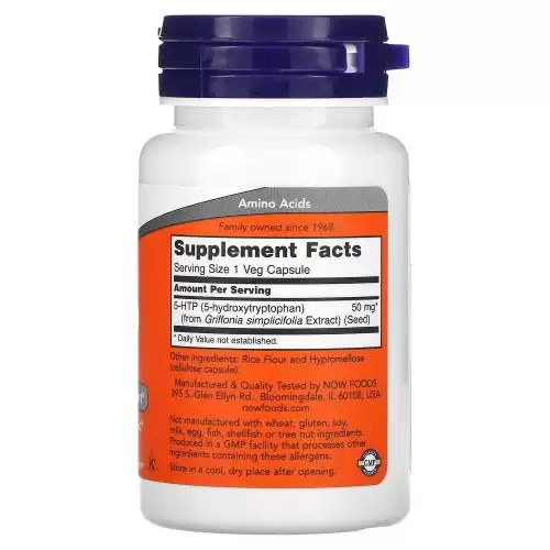 5-HTP ناو فودز‏  5-هيدروكسيتريبتوفان، 50 ملجم، 30 كبسولة نباتية 