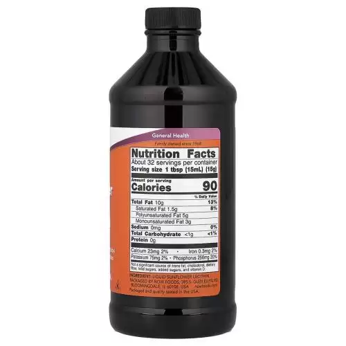 ناو فودز ليسيثين عباد الشمس السائل – فوسفوليبيدات طبيعية خالية من الصويا لدعم الصحة العامة – 473 مل