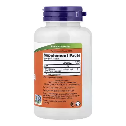 ناو فودز‏, سبيرولينا عضوية ومعتمدة، قوة مضاعفة، 1,000 ملجم، 120 قرصًا