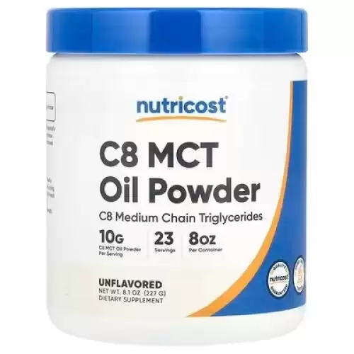 نوتريكوسـت C8 MCT زيت بودرة ثلاثي الجليسريدات متوسطة السلسلة بدون نكهة 10 جم