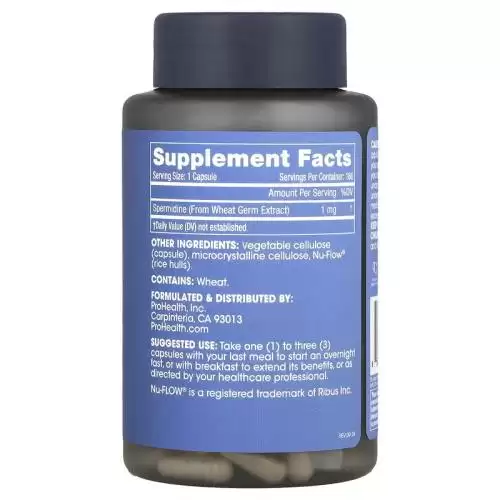 بروهيلث لونغيفيتي – سبيرميدين نقي 1 ملجم لدعم الالتهام الذاتي ومكافحة الشيخوخة (180 كبسولة)