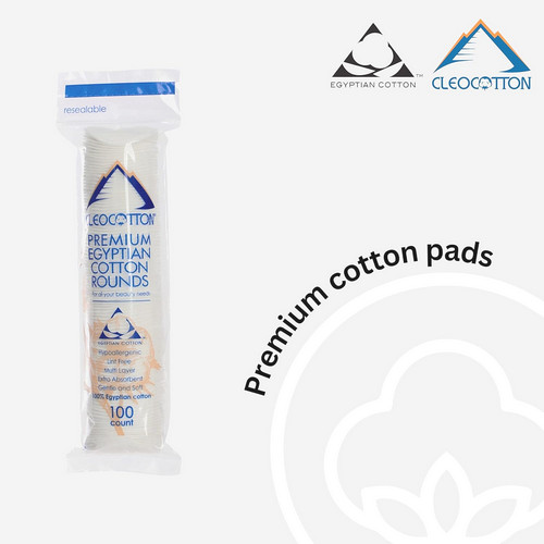 Cleocotton شرائط دائرية متعدد الاستخدام من القطن الفاخر 100% قطن مصري 100 قطعة	