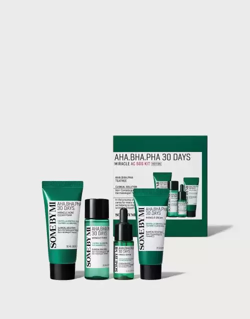 سوم باي مي مجموعة AHA BHA PHA 30 Days Miracle AC SOS KIT تونر + سيروم + كريم + رغوة - إجمالي 90 مل