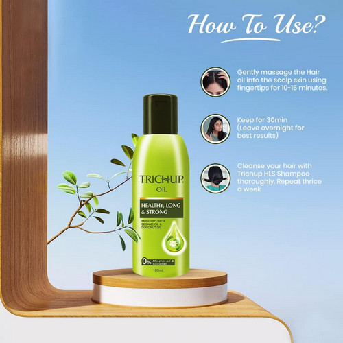 زيت الشعر تريشوب بزيت السمسم وزيت جوز الهند - لشعر صحي وطويل وقوي، 0% زيوت معدنية وسيليكون بحجم 200 مل