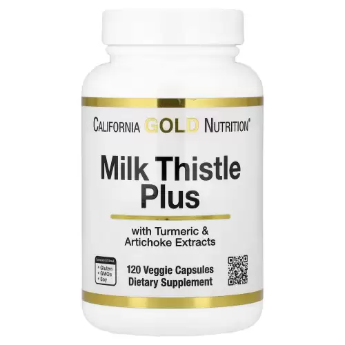 California Gold Nutrition, الشويكة اللبنية المعززة مع خلاصة الكركم وخلاصة الخرشوف، 120 كبسولة نباتية