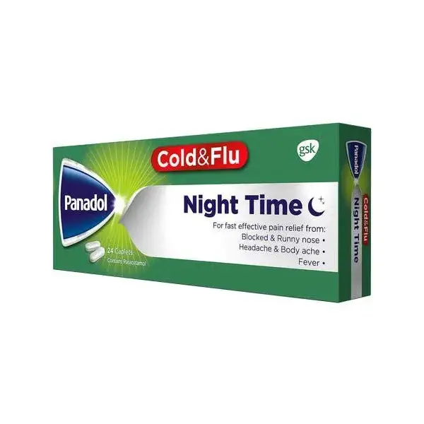 Panadol Cold &amp; Flu Night Time 24 Caplets بانادول كولد اند فلو لفترة المساء