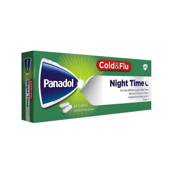 Panadol Cold &amp; Flu Night Time 24 Caplets بانادول كولد اند فلو لفترة المساء