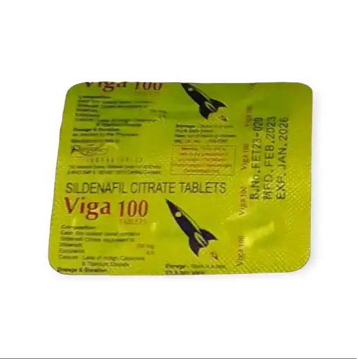 Viga Silddenafil Citrate 100 mg 4 Tablets فيجا صاروخ هندي شريط الاصلي