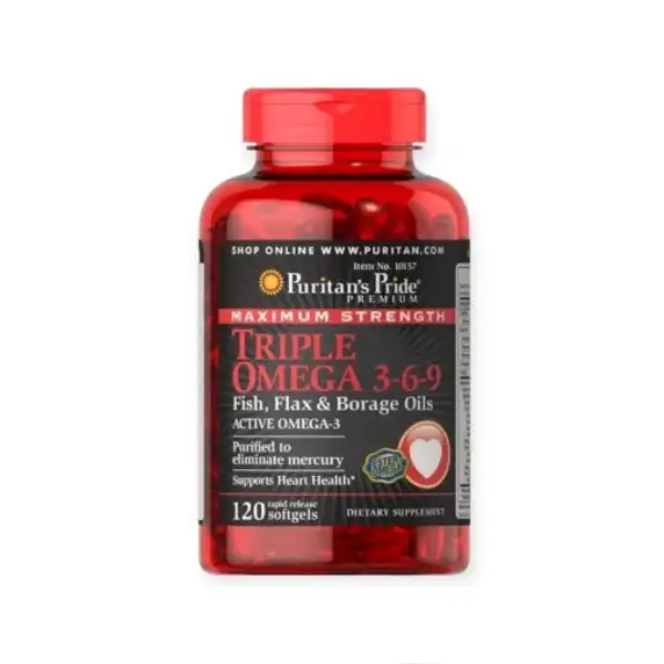 Puritan’s Pride Triple Omega 3-6-9 , 120 Softgels تريبل اوميجا لتعزيز القدرات العقلية