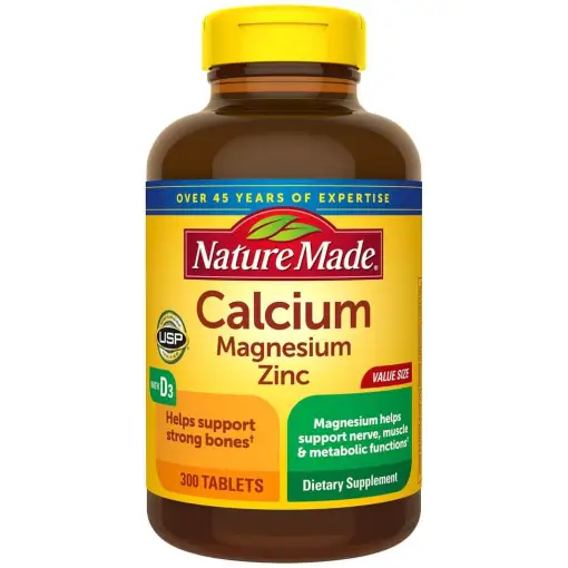 Nature Made Calcium, magnesium, zinc and vitamin D3, 300 Tablets لصحة الاسنان والعظام