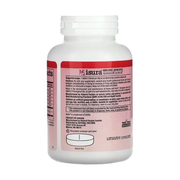 natural Factors Calcium & Magnesium Citrate with D3 90 Tablets مكمل غذائي لدعم العظام