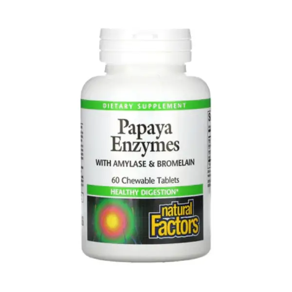 natural Factors Papaya Enzymes 60 Chewable Tablets مكمل إنزيمات البابايا