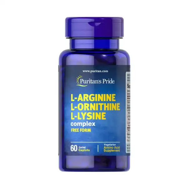 Puritan`s Pride L-ARGININE L-ORNITHINE 60 Caplets لتحسين تدفق الدم