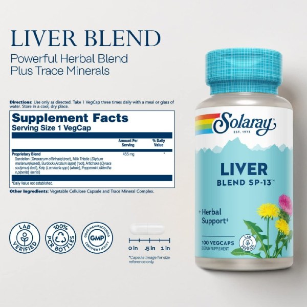 Solaray Liver Blend SP-13 100 VEGCAPS ليفر بليند لدعم صحة الكبد