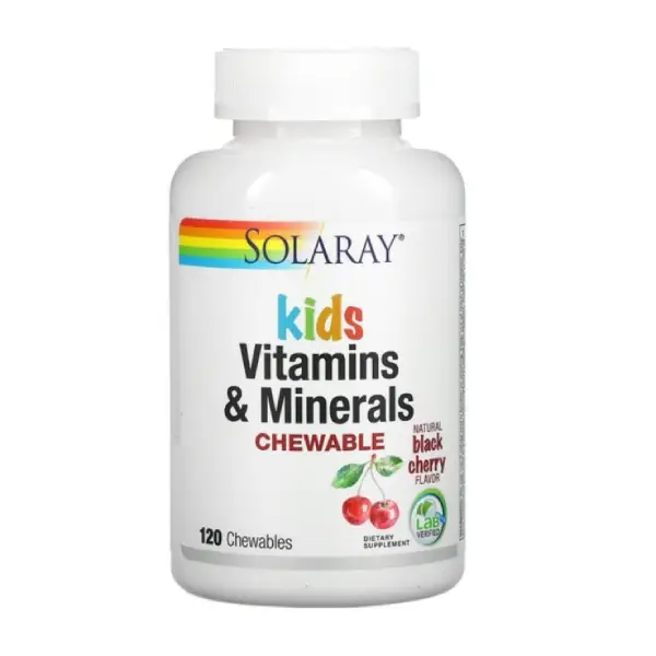 Solaray Vitamins and Minerals for Kids Great Black Cherry Flavor 120 Chews 