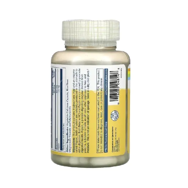 Solaray BATAINE HCL With Pepsin 650 mg 100 Veg Capsules البيبسين لتعزيز الهضم