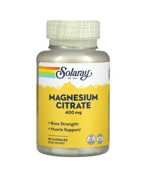 Solaray Magnesium Citrate 400 mg 90 Veg Capsules لدعم صحة القلب والأعصاب