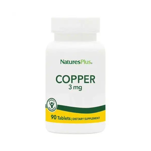 Natures Plus Copper 3 mg 90 Tablets النحاس لدعم وظائف الجسم وتكوين العظام