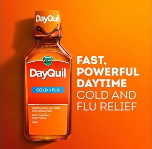 Vicks DayQuil Cold &amp Flu Relief Liquid Acetaminophen  شراب فيكس داي كويل لتخفيف أعراض البرد والإنفلونزا