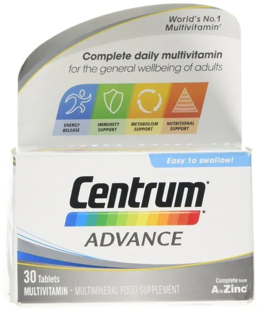 Centrum Advance 30 Tablets سنترم أدفانس مكمل غذائي متعدد الفيتامينات والمعادن