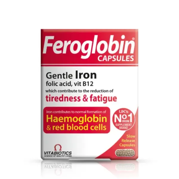 Vitabiotics Feroglobin 30 Capsules فيروجلوبين كبسولات لإمداد الجسم بالحديد والطاقة