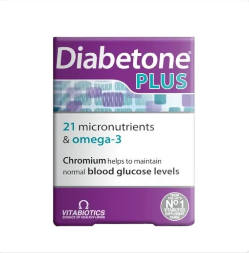 Vitabiotics Diabetone Plus Omega-3 , 56-Tablets فيتابيوتكس ديابيتون بلس أوميجا 3 لضبط مستوى السكري