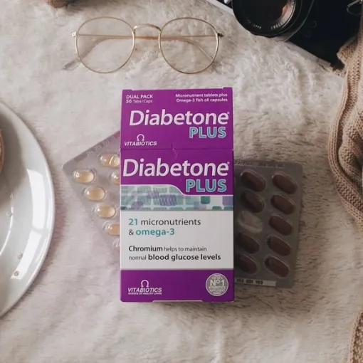 Vitabiotics Diabetone Plus Omega-3 , 56-Tablets فيتابيوتكس ديابيتون بلس أوميجا 3 لضبط مستوى السكري