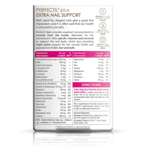 Vitabiotics Perfectil Nails Extra Support 60 Tablets مكمل غذائي لصحة الأظافر