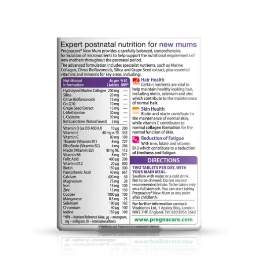 Vitabiotics Pregnacare New Mum 56 Tablets فيتامين ما بعد الولادة للنساء