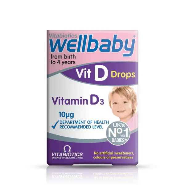 Vitabiotics Wellbaby Vitamin D Drops 10 µg 30 ml للنمو الطبيعي وتطور العظام لدى الأطفال