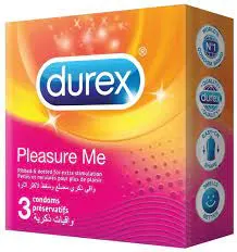 Durex Pleasure Me Condom Pack of 3, easy on, ribbed and dotted for extra stimulation ديوريكس ماتيوال بليجر 3 ق