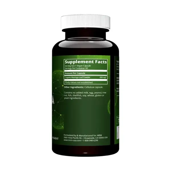 MRM Moringa Leaf 60 Vegan Capsules مكمل غذائي من أوراق المورينجا لدعم الجسم